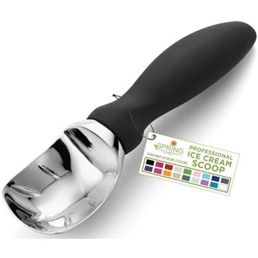 Imagem de Spring Chef Colher de sorvete resistente com alça confortável - Colher de sorvete profissional para gelato, sorvete, massa de biscoito, melão, iogurte congelado - ferramenta de cozinha de metal segura