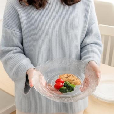 Imagem de Prato de Vidro Egípcio Estrela Transparente, 21,5cm Diâmetro, Artesanal, Kit com 5 Peças, Vidro Temperado