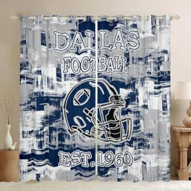 Imagem de Feelyou Cortina blecaute de futebol americano 30%-50% escurecimento do ambiente, cortinas Dallas para quarto e sala de estar (2 painéis, 106 x 163 cm), cortinas blackout de cidade, rúgbi, tratamentos