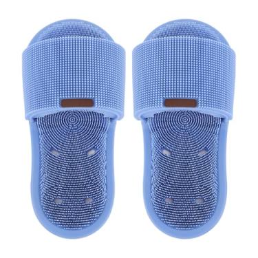 Imagem de CUOFYUNL 1 par de chinelos purificadores de pés 360 graus de silicone purificador de pés limpador de pés de silicone com ventosa para limpeza de pés (Azul)