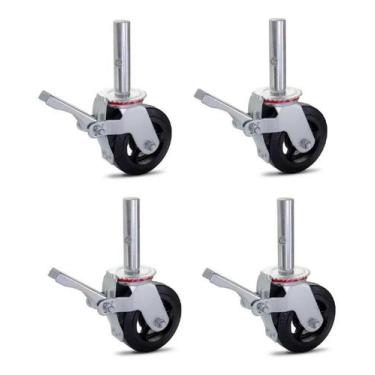 Imagem de Kit 04 Rodizio Para Andaime Roda De Borracha Ferro Giratório - Colson 