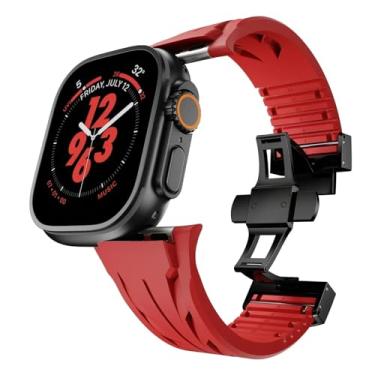 Imagem de EPANO Pulseira Fluororubber para Apple Watch Ultra 2 de 49 mm, S10, 46 mm, 45 mm, 44 mm e 42 mm, para iWatch séries 6, 5, 4, se 9, 8, 7, ultra cortada ao tamanho, pulseira fluororubber, S10 42MM,