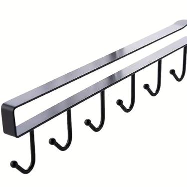 Imagem de 1 suporte de caneca de ferro com 6 ganchos embaixo do armário, suporte de xícara de café que economiza espaço, organizador de utensílios de cozinha multifuncional, organizador e armazenamento de