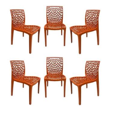 Imagem de kit 6 Cadeiras Gruvyer Terracota Moderna Empilhavel Sala de Jantar pou