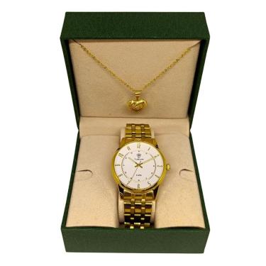 Imagem de Relógio Feminino Tuguir Analógico W2122 Dourado e Branco