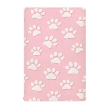Imagem de SEHANY Lençol de berço fofo com estampa de pata de cachorro para meninos e meninas, macio, respirável, elástico, lençol com elástico padrão para bebês de 71 x 132 cm