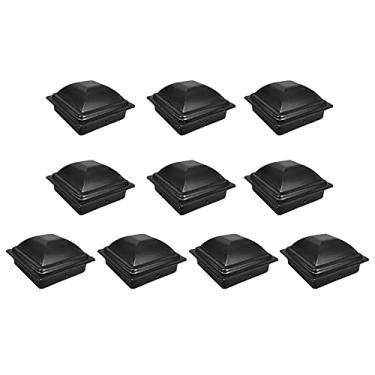 Imagem de WFCFCN Tampas de poste de cerca, acabamentos superiores de cercas de bolota pirâmide, tampas de aço galvanizado quadradas duráveis e decorativas, 10 peças, 10 x 10 cm, preto