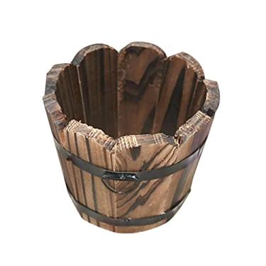 Imagem de Gralara Vaso de Flores Tipo Floreira, Feito de Madeira - para áreas Internas E Externas, Ondulado Top_S