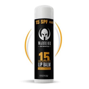 Imagem de Protetor labial Warrior FPS 15 - Batom sem perfume feito de cera de abelha purificada nos EUA - Protege contra vento, frio, calor e raios UV - Protetor solar labial premium usado por militares (tubo