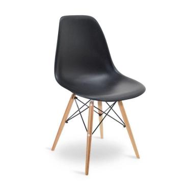 Imagem de Cadeira Sala De Jantar Eiffel Eames Base Madeira R02 - D`rossi Preto