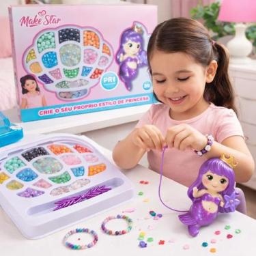 Imagem de Kit Miçangas Infantil Golfinho Fazer Pulseiras Colares Montar Bijuteri