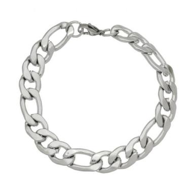Imagem de Pulseira masculina prata figaro 3por1 12mm aço inoxidável - REALIZA SO