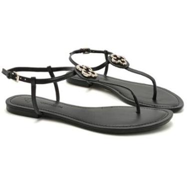 Imagem de Sandalia Rasteira Feminina Capodarte Preta em Couro-Feminino