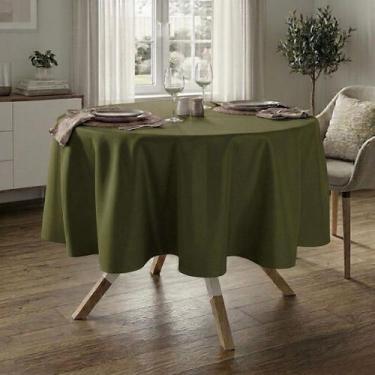 Imagem de Toalha de Mesa Redonda para Buffet em Oxford Verde Musgo, 3,00