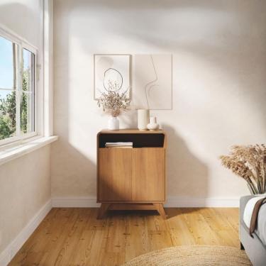 Imagem de Bancada Buffet Decorativo 2 Portas 2 Prateleiras MDP 160CM Amadeirado Mais de Casa