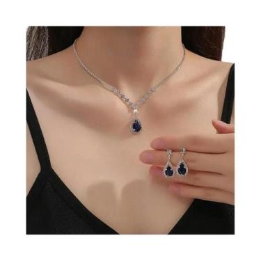 Imagem de Conjunto De Colar E Pulseira De Pedra Cristal Azul, Joias Românticas D