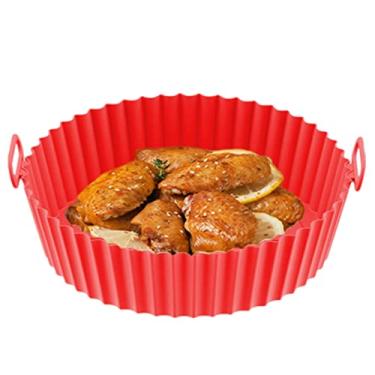 Imagem de Panela de silicone Air Fryer – [atualizado] Acessórios para forno de fritadeira a ar seguro para alimentos | Substituição de papel de revestimento de pergaminho inflamável | Forros