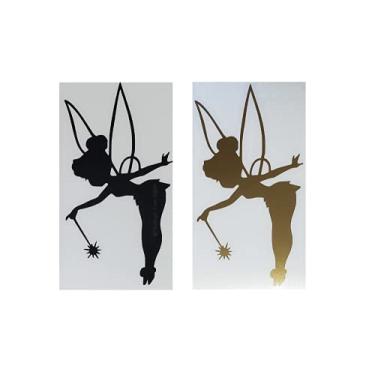 Imagem de Adesivo decalque sininho 01 preto e 01 dourado para carros, caminhões, laptops, paredes. Qualidade apoiada por "BizBugs".