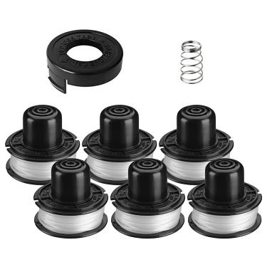 Imagem de Linha de aparador de cordas RS-136, 6 m, 0,2 cm para Black + Decker ST1000 ST4000 ST4500 GE600 CST800 ST6800, pacote com 8 (carretel de 6 linhas + 1 tampa + 1 mola)