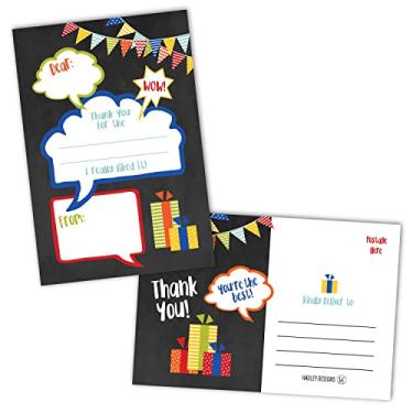 Imagem de 25 cartões de agradecimento para crianças, preencha notas de agradecimento para crianças, presentes de agradecimento personalizados em branco para , artigos de papelaria para crianças, meninos e meninas