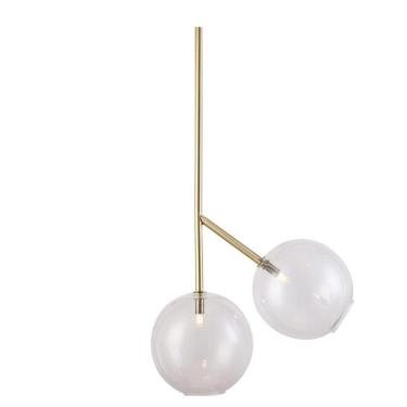 Imagem de Luminária Bell 2 Bolas 25Cm -Metal Ouro Velho E Vidro Transp