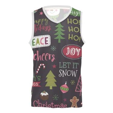 Imagem de KLL Camiseta de uniforme de basquete Merry Christmas Element para homens e mulheres, Merry Christmas Element, XXG