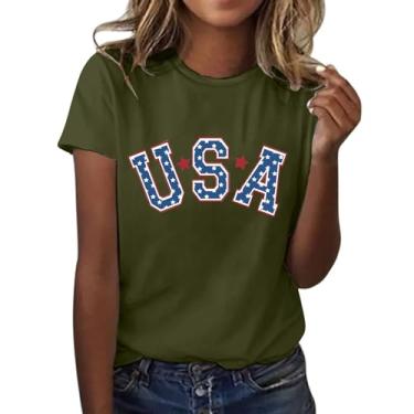 Imagem de Duobla Camisetas femininas de verão 2024 na moda 4 de julho camisetas com estampa de laço de cereja com coração fofo camiseta com letras engraçadas roupas modernas, A-2-ag, G