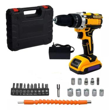 Imagem de Parafusadeira Elétrica Sem Fio 21V Recarregável Led Portátil