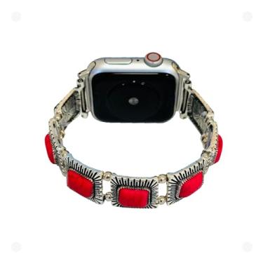 Imagem de Wonderent Pulseira de relógio Western Stretch para Smart Watch tamanho 38 mm, 40 mm, 41 mm, 42 mm, 44 mm, 45 mm e séries 9, 8, 7, 6, 5, 4 e SE nº 130 (41, 40, 38 mm, Fúcsia)