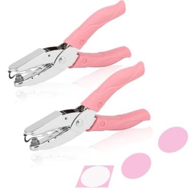 Imagem de Rongon Perfurador portátil com 2 unidades de perfuração de papel circular grande com cabo macio de 1/4 polegada, ferramentas de arte feitas à mão, perfurador, cortador de papel em forma de artesanato