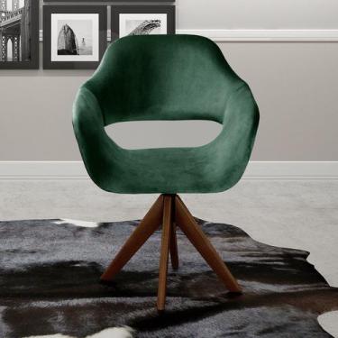 Imagem de Poltrona Decorativa Zara Pé Giratório de Madeira Sala Recepção - BELLA