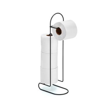 Imagem de Suporte Para Papel Higiênico Luxo De Chão Linha Black Aço - Arthi