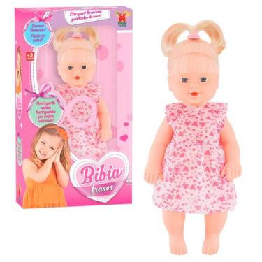 Imagem de Boneca Bebê Menina Com Som Criança Bibia Frases Brinquedo - Mister Bri