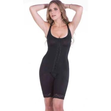 Imagem de Cinta Modeladora Pós Cirúrgica Curta com Alça Fina Cor Preto - Model F