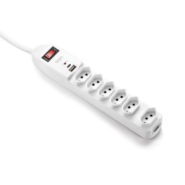 Imagem de Filtro de Linha com 6 Tomadas + USB Tipo A/C 10A - ELGIN