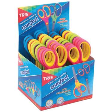 Imagem de Tesoura Escolar TRIS Comfort 15CM Emborrachada - Display com 18 Unidad