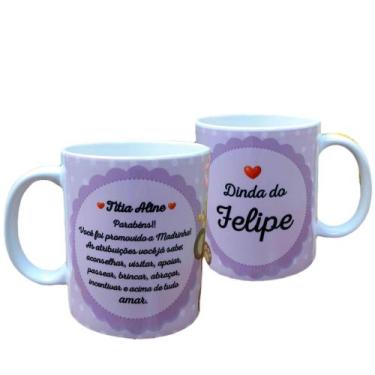 Imagem de Caneca Branca Personalizado Príncipe Ursinho Dinda Madrinha - GMH Prod