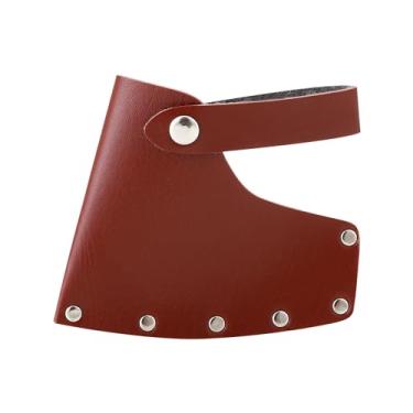 Imagem de Bainha de machado de couro, bainha de cabeça de machadinha ajustável, capa protetora de lâmina de machado durável, ótimos acessórios de acampamento para lenhador ao ar livre, itens essenciais de