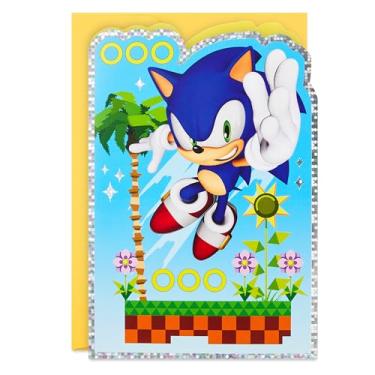 Imagem de Hallmark SEGA Cartão de aniversário Sonic the Hedgehog para crianças, adolescentes, videogames
