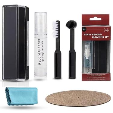 Imagem de Kit de limpeza de discos de vinil - Tapete giratório de cortiça e borracha, escova antiestática, gel de limpeza LP
