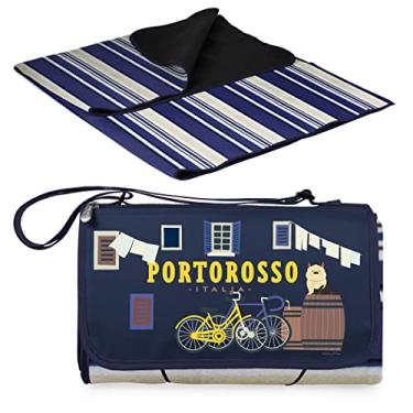 Imagem de ONIVA - a Picnic Time brand 820-00-107-204-13 Disney Pixar Luca Cobertor de piquenique ao ar livre, estampa de listras azuis com aba azul marinho