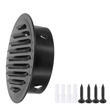 Imagem de PATIKIL Tampa de saída de ar redonda de 15,24 cm, de aço inoxidável, com persianas, entrada de parede, tela de grade, dutos, ventilação, soffit, ventilação, com parafusos para ventilação, preto