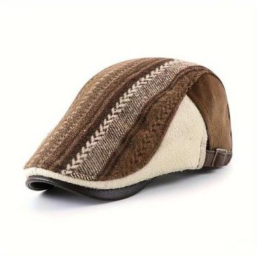 Imagem de Boina Vintage Estilo Britânico para Homens - Mistura de Algodão, Listr