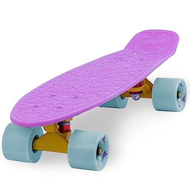 Imagem de Flybar Skate Cruiser de plástico completo de 55,88 cm, deck antiderrapante personalizado, várias cores (rosa claro)