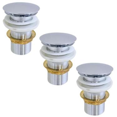 Imagem de Kit 03 Válvula Ralo Click 1.1/4 Metal P/ Pia e Cuba Cromada - Montelar