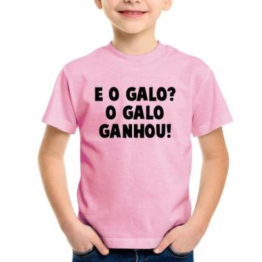 Imagem de Camiseta Infantil E o galo O galo ganhou! - Foca na Moda, Rosa bebê, 4