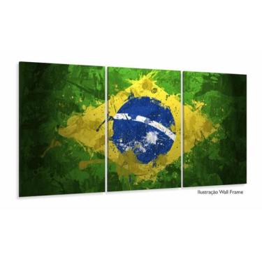 Imagem de Quadro Arte Bandeira Do Brasil Mosaico 3 peças 120x60 cm - Wall Frame