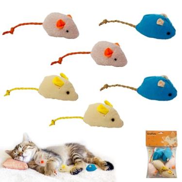 Imagem de Q.Y.HOME Pacote com 6 brinquedos de pelúcia para gatos para gatos em ambientes internos - Design realista