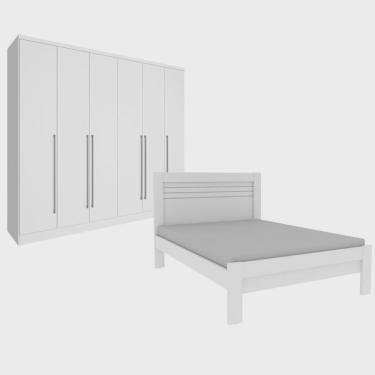 Imagem de Quarto De Casal Guarda-Roupa 6 Portas Portugal E Cama Casal Safira Espresso Móveis Neve