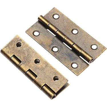Imagem de 2 peças de dobradiças decorativas antigas de bronze para gaveta de armário para joias, caixa de madeira, ferragens para móveis